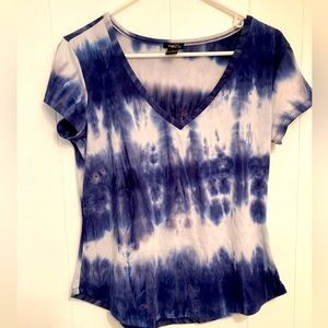 Blue and white tie dye tee